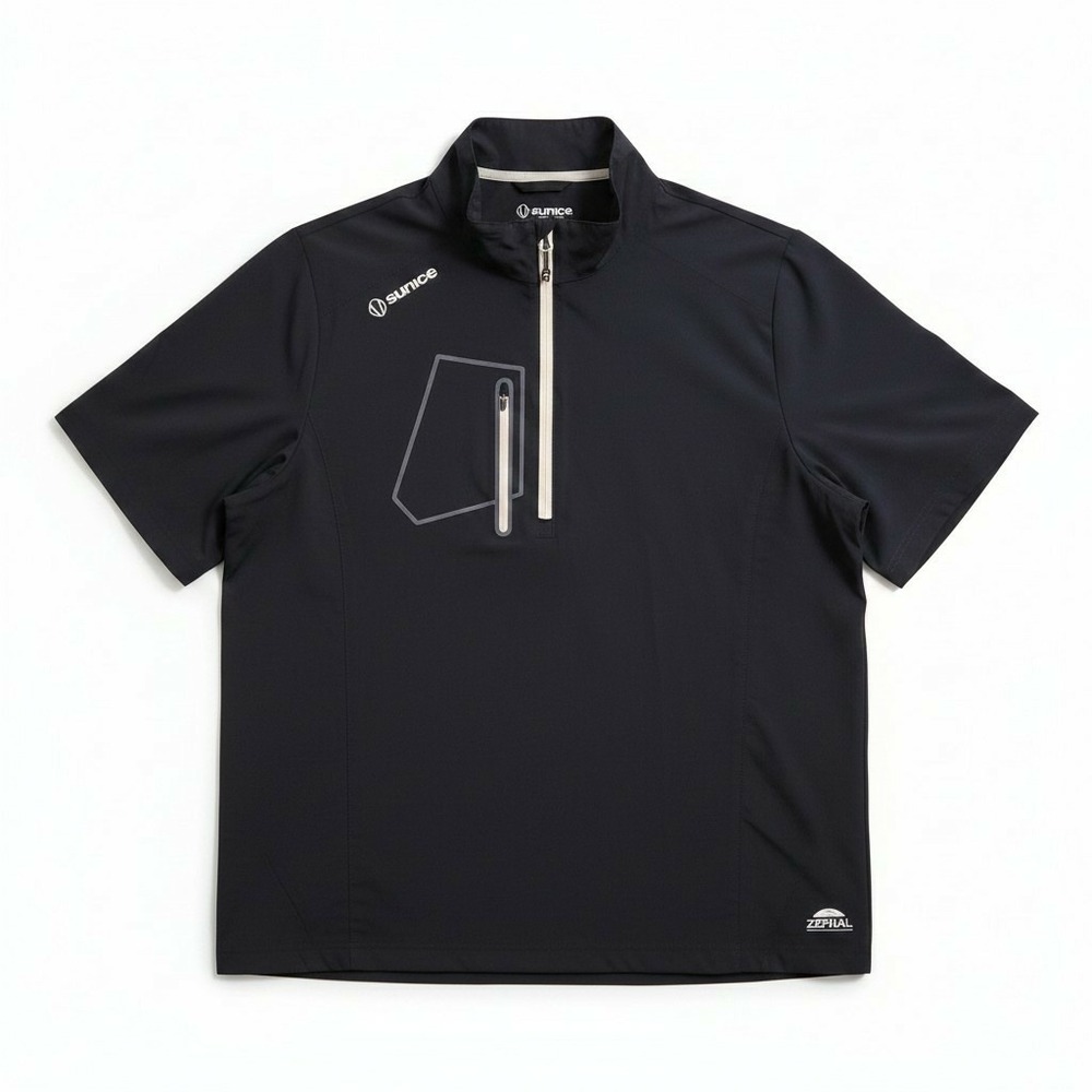 Sunice Zephal Black Short Sleeve Quarter Zip Golf Rain Pullover Jacket, Size XXL